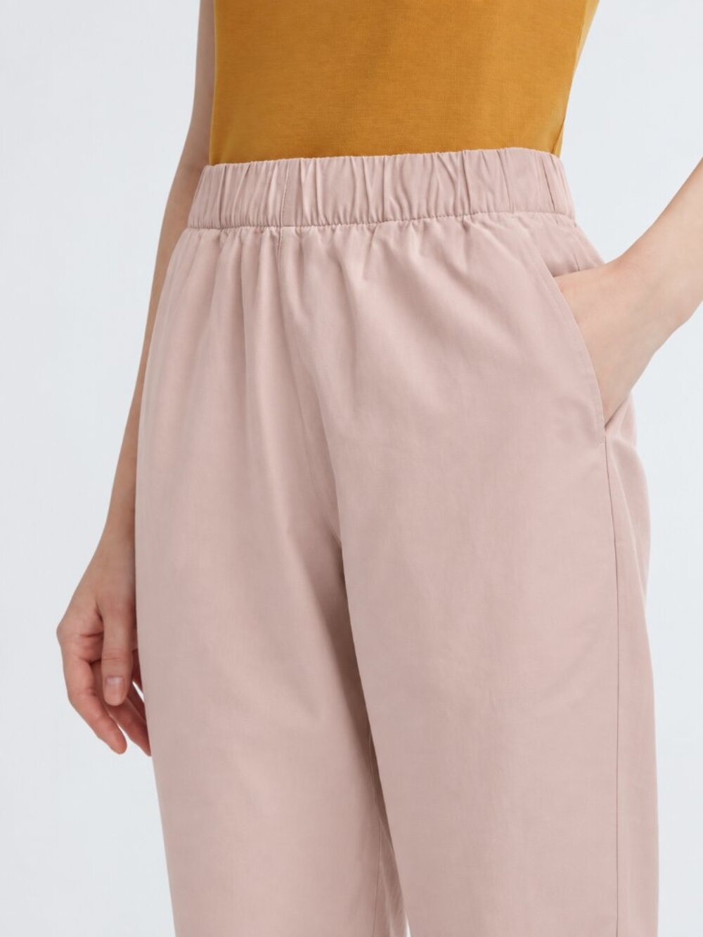 Uniqlo XS Blush Pink 100% Cotton Pull-On Ankle Pants